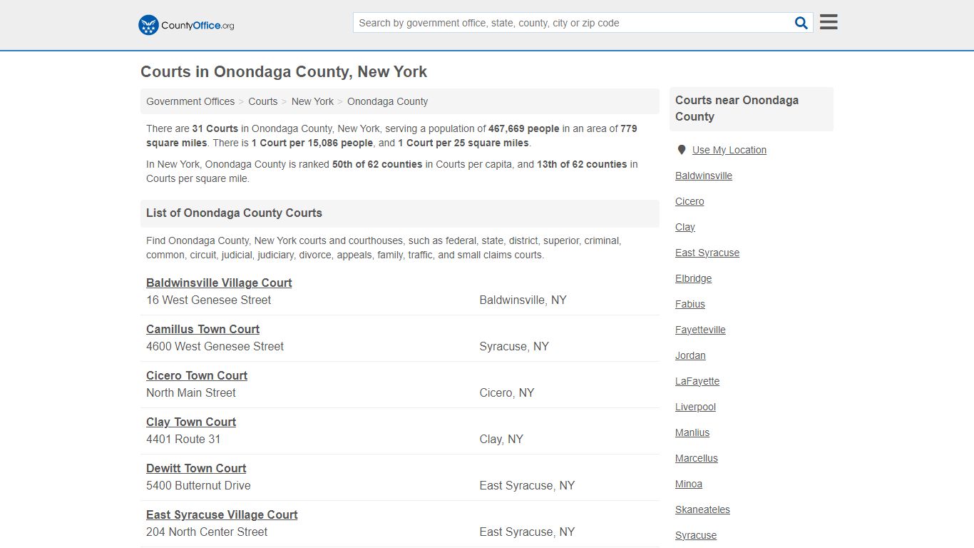 Courts - Onondaga County, NY (Court Records & Calendars)